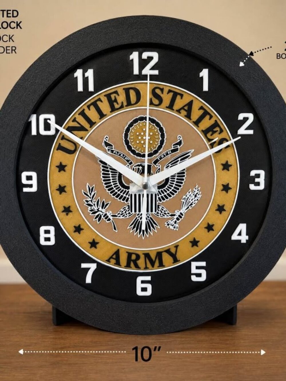 3D Printed United States Army Wall Clock With Stand